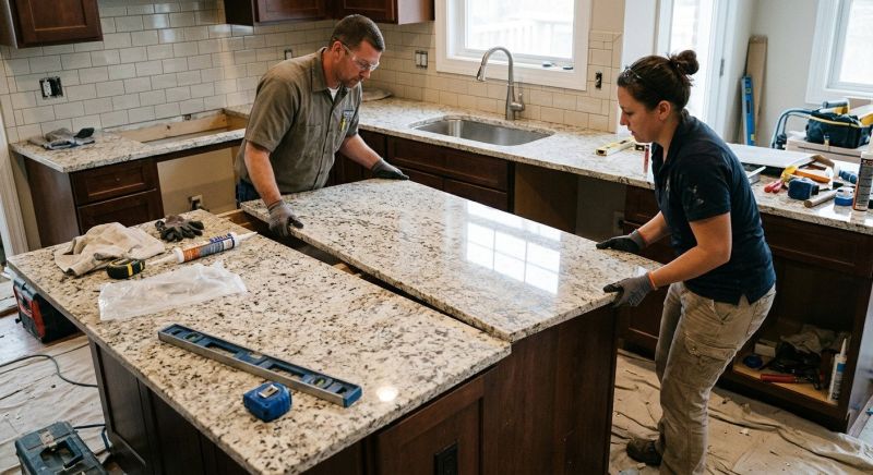 Granite Slab Installation in Lake County, IL